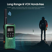 Load image into Gallery viewer, GOCOM Long Range G9 2Pack Waterproof Walkie Talkies for Adults, Rechargeable Two Way Radios Walkie Talkie for Outdoor, Flashlight & SOS Emergency Lamp
