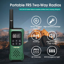 Load image into Gallery viewer, GOCOM Long Range G9 2Pack Waterproof Walkie Talkies for Adults, Rechargeable Two Way Radios Walkie Talkie for Outdoor, Flashlight & SOS Emergency Lamp