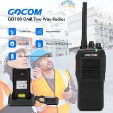 Load image into Gallery viewer, GOCOM GD100 Long Range & Rechargeable Two-Way Radio, industrial Digital & Analog Long Distance warehouse walkie talkies 2Pack