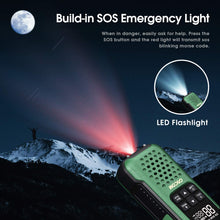 Load image into Gallery viewer, GOCOM Long Range G9 2Pack Waterproof Walkie Talkies for Adults, Rechargeable Two Way Radios Walkie Talkie for Outdoor, Flashlight & SOS Emergency Lamp