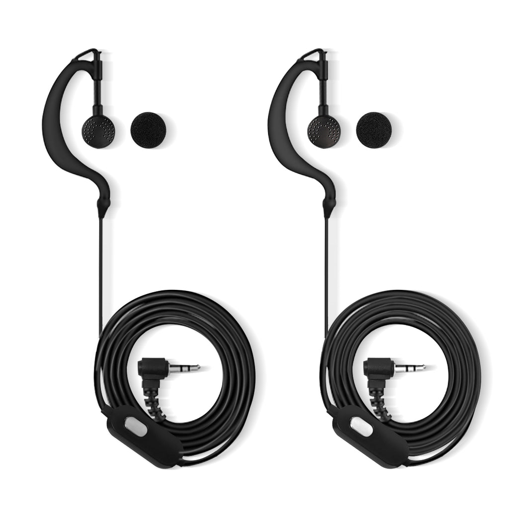 Two Way Radio Earpiece G Shape Police Headset PTT Walkie Talkie Headphone 2.5mm 7-Shaped Connector-Pack of 2