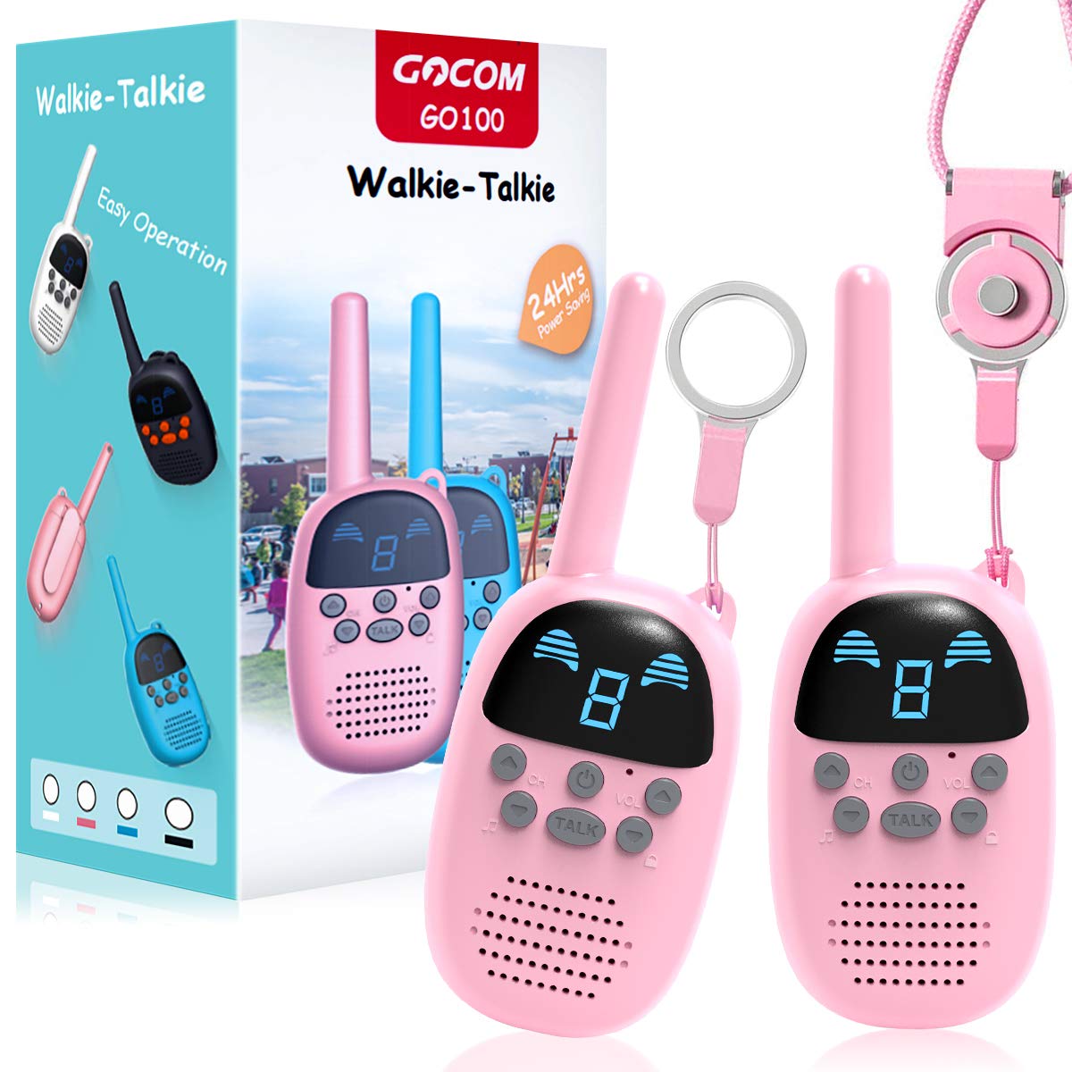 GOCOM G2 FRS Walkie Talkies for Kids ＆ Adults IPX4 Waterproof Long Range Two Way Radios 22 Channel LED Flashlight Two Way Walkie Talkie (G2 3pack) - 1