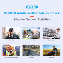 Load image into Gallery viewer, GOCOM G200 3Pack Walkie Talkies Rechargeable for Adults Long Range FRS Two Way Radios 3 Pack, 2 Way Radio for Family Outdoor Hiking Camping
