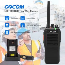 Load image into Gallery viewer, GOCOM GD100 Long Range &amp; Rechargeable Two-Way Radio, industrial Digital &amp; Analog Long Distance warehouse walkie talkies   2Pack
