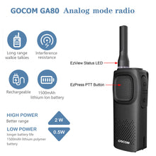 Load image into Gallery viewer, GOCOM Radio Business Analog Walkie-Talkie, Rechargeable Amateur Two-Way Radio GA80 2 Pack
