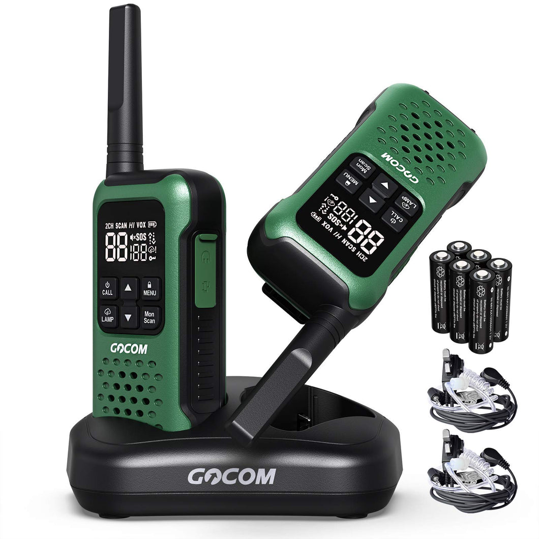 GOCOM Long Range G9 2Pack Waterproof Walkie Talkies for Adults, Rechargeable Two Way Radios Walkie Talkie for Outdoor, Flashlight & SOS Emergency Lamp