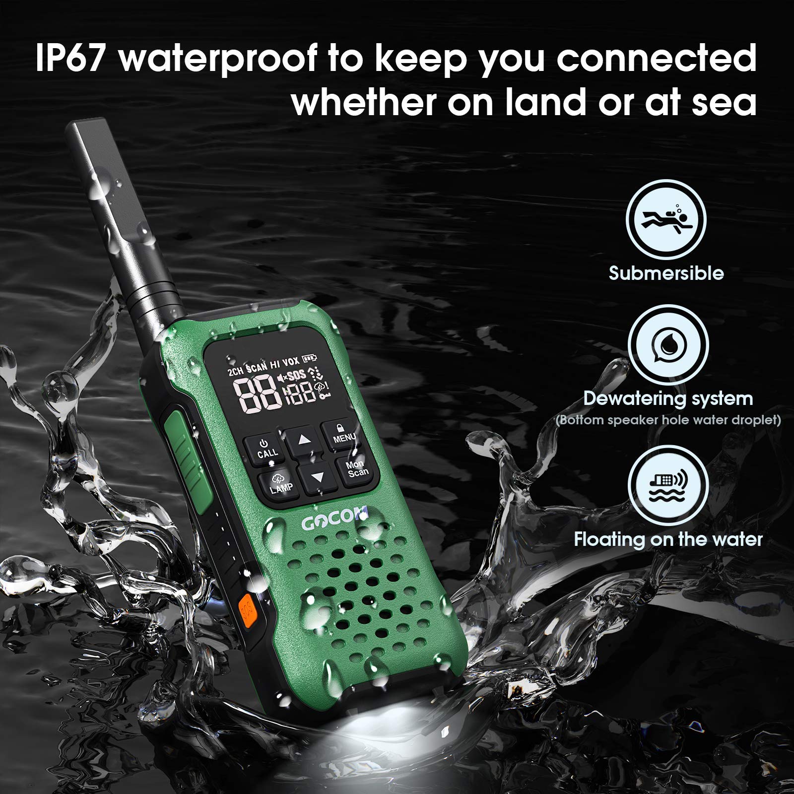 GOCOM G9 Waterproof Two Way Radios, Adult Long Range Rechargeable Walk –  GOCOM Store