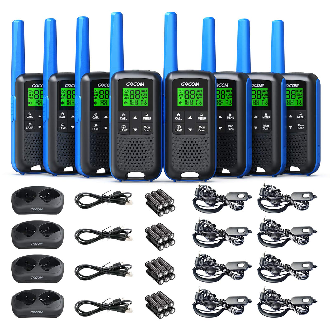 Walkie Talkies for Adults, GOCOM G600 FRS Long Range Two Way Radio Rechargeable, VOX Scan, NOAA & Weather Alerts, LED Lamplight Handheld Radios(8Pack)